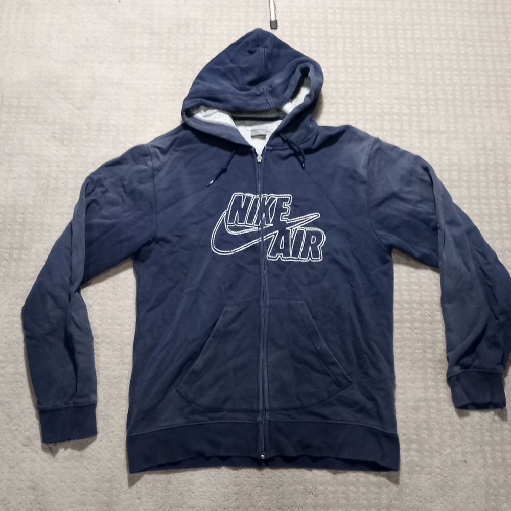 Vintage Nike Gray Tag Stitched Spellout Distressed Hoodie Mens Size Medium Read